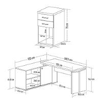 Mesa Escrivaninha Em L Sharp E Gaveteiro 2 Gavetas Tok A06 Olmo-branco - Mpozenato - 8