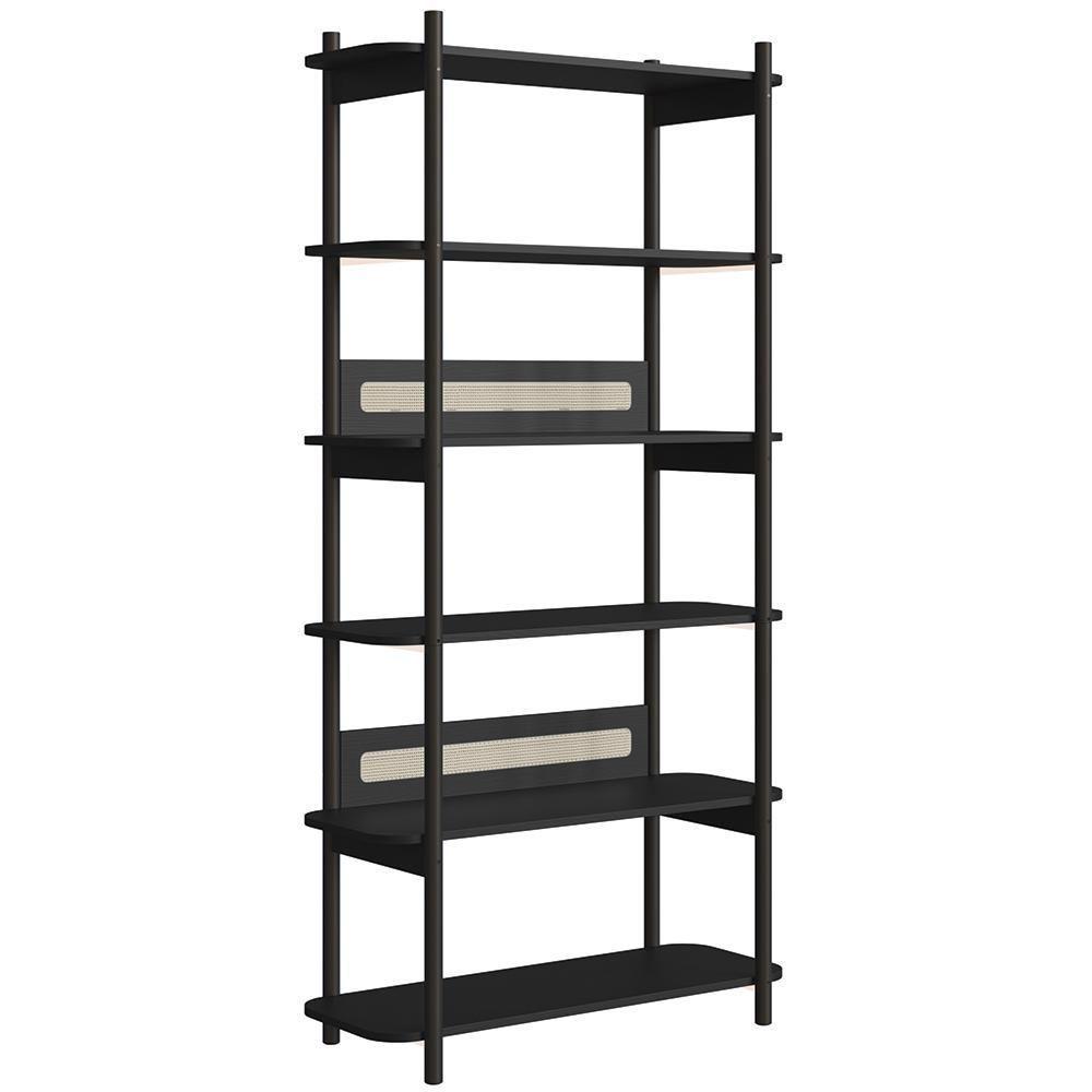 Mesa Escrivaninha E Estante Pés Madeira Arlo A10 Nero-preto - Mpozenato - 7