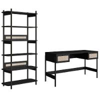 Mesa Escrivaninha E Estante Pés Madeira Arlo A10 Nero-preto - Mpozenato - 1