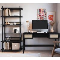 Mesa Escrivaninha E Estante Pés Madeira Arlo A10 Nero-preto - Mpozenato - 2