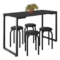 Mesa De Cozinha Bistrô Porto Preto 120cm Com 4 Banquetas Industriais Maviê Preto - Mpozenato - 1