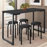 Mesa De Cozinha Bistrô Porto Preto 120cm Com 4 Banquetas Industriais Maviê Preto - Mpozenato - 2