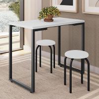 Mesa De Cozinha Bistrô Porto Branco 90cm Com 2 Banquetas Industriais Maviê Branco-preto - Mpozenato - 2