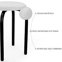 Mesa De Cozinha Bistrô Porto Branco 90cm Com 2 Banquetas Industriais Maviê Branco-preto - Mpozenato - 8