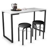 Mesa De Cozinha Bistrô Porto Branco 120cm Com 2 Banquetas Industriais Maviê Preto - Mpozenato - 1
