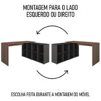 Mesa Escrivaninha Em L 140x130cm 8 Nichos Eron A06 Ipê-preto - Mpozenato - 6