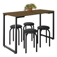 Mesa De Cozinha Bistrô Porto Castanho 120cm Com 4 Banquetas Industriais Maviê Preto - Mpozenato - 1