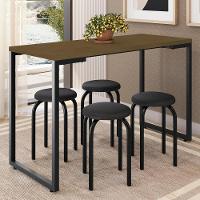 Mesa De Cozinha Bistrô Porto Castanho 120cm Com 4 Banquetas Industriais Maviê Preto - Mpozenato - 2