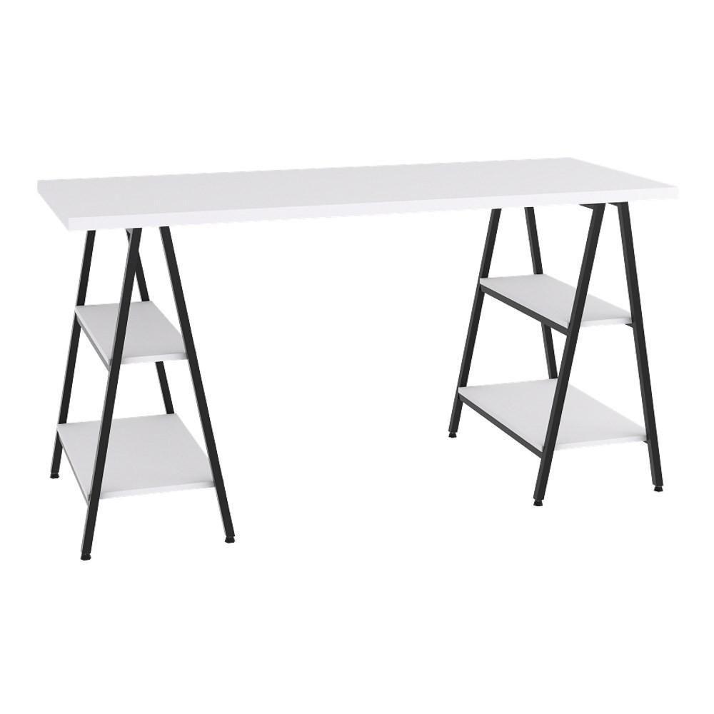 Mesa Escrivaninha Cavalete 150cm Estilo Industrial Prisma C08 Branco Chess-preto - Mpozenato - 5