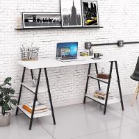 Mesa Escrivaninha Cavalete 150cm Estilo Industrial Prisma C08 Branco Chess-preto - Mpozenato - 2