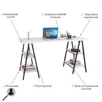 Mesa Escrivaninha Cavalete 150cm Estilo Industrial Prisma C08 Branco Chess-preto - Mpozenato - 3