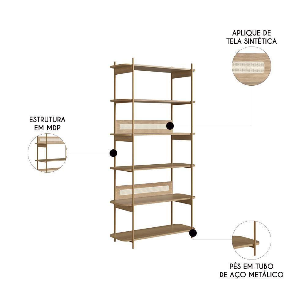 Mesa Escrivaninha E Estante Pé Metal Arlo A10 Hanover-dourado - Mpozenato - 5