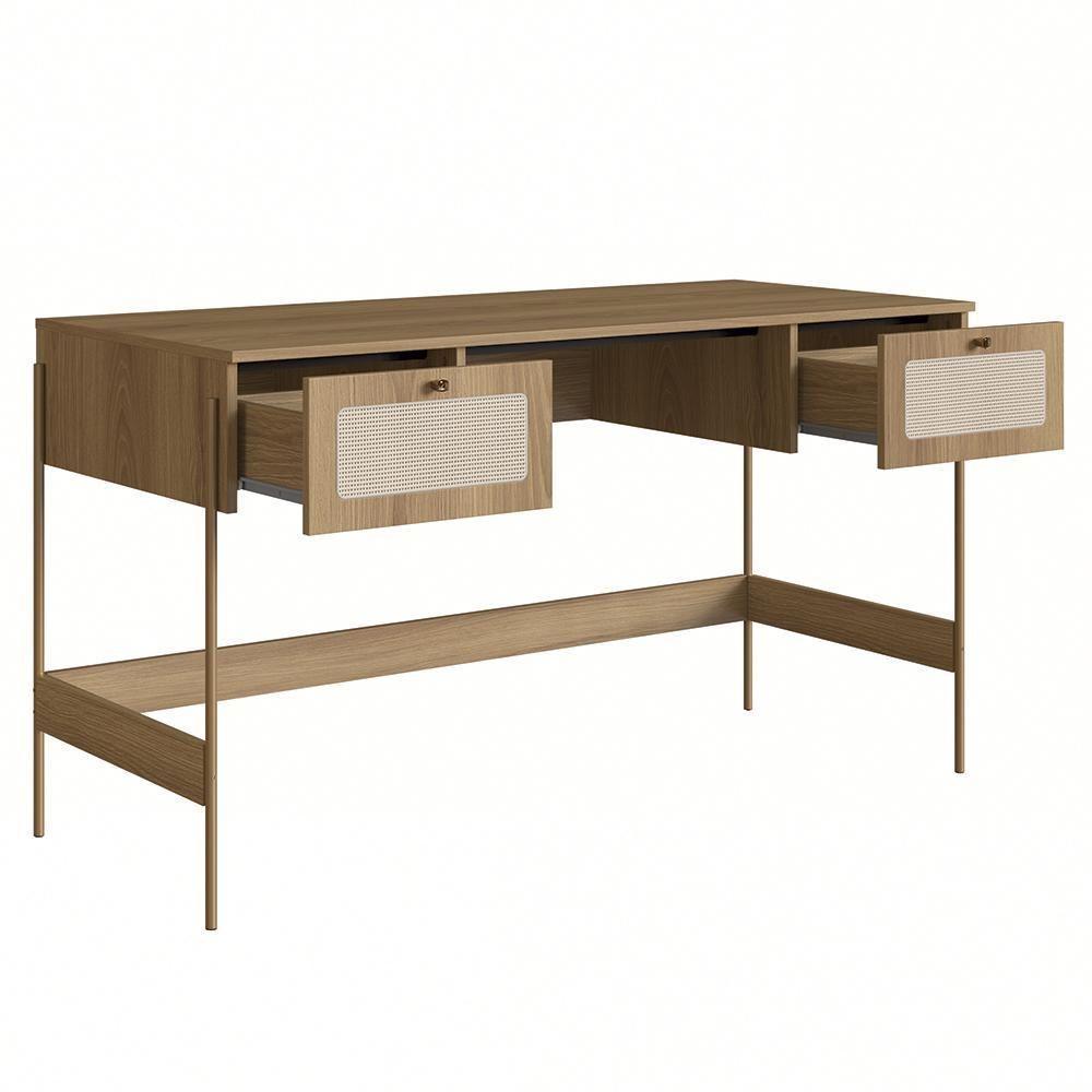 Mesa Escrivaninha E Estante Pé Metal Arlo A10 Hanover-dourado - Mpozenato - 6