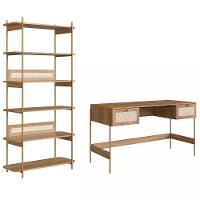 Mesa Escrivaninha E Estante Pé Metal Arlo A10 Hanover-dourado - Mpozenato - 1