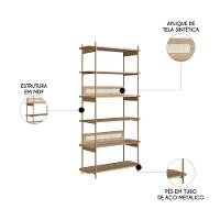 Mesa Escrivaninha E Estante Pé Metal Arlo A10 Hanover-dourado - Mpozenato - 5