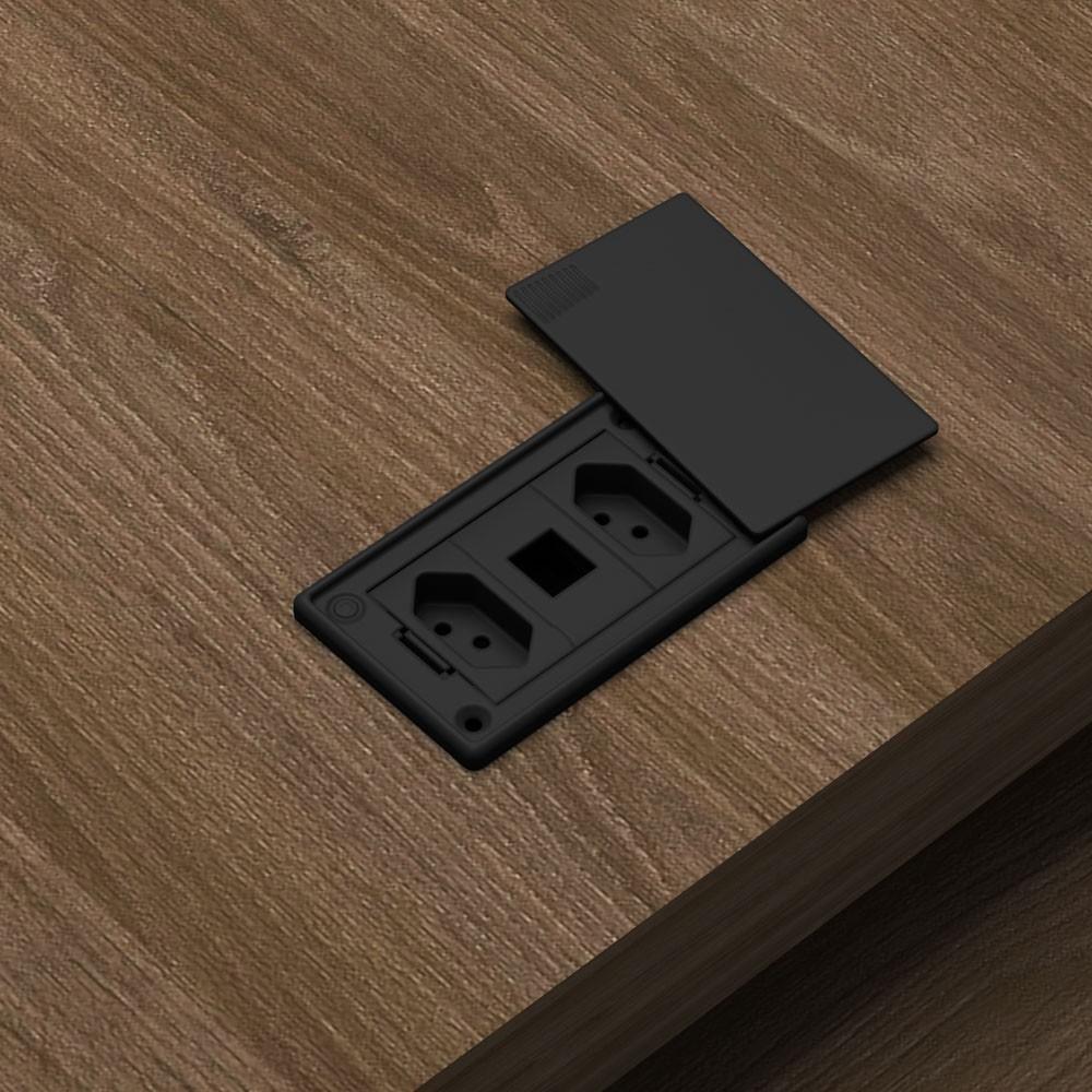 Mesa Diretor Em L Com Tomada Tamburato A06 Marrom-preto - Mpozenato - 5