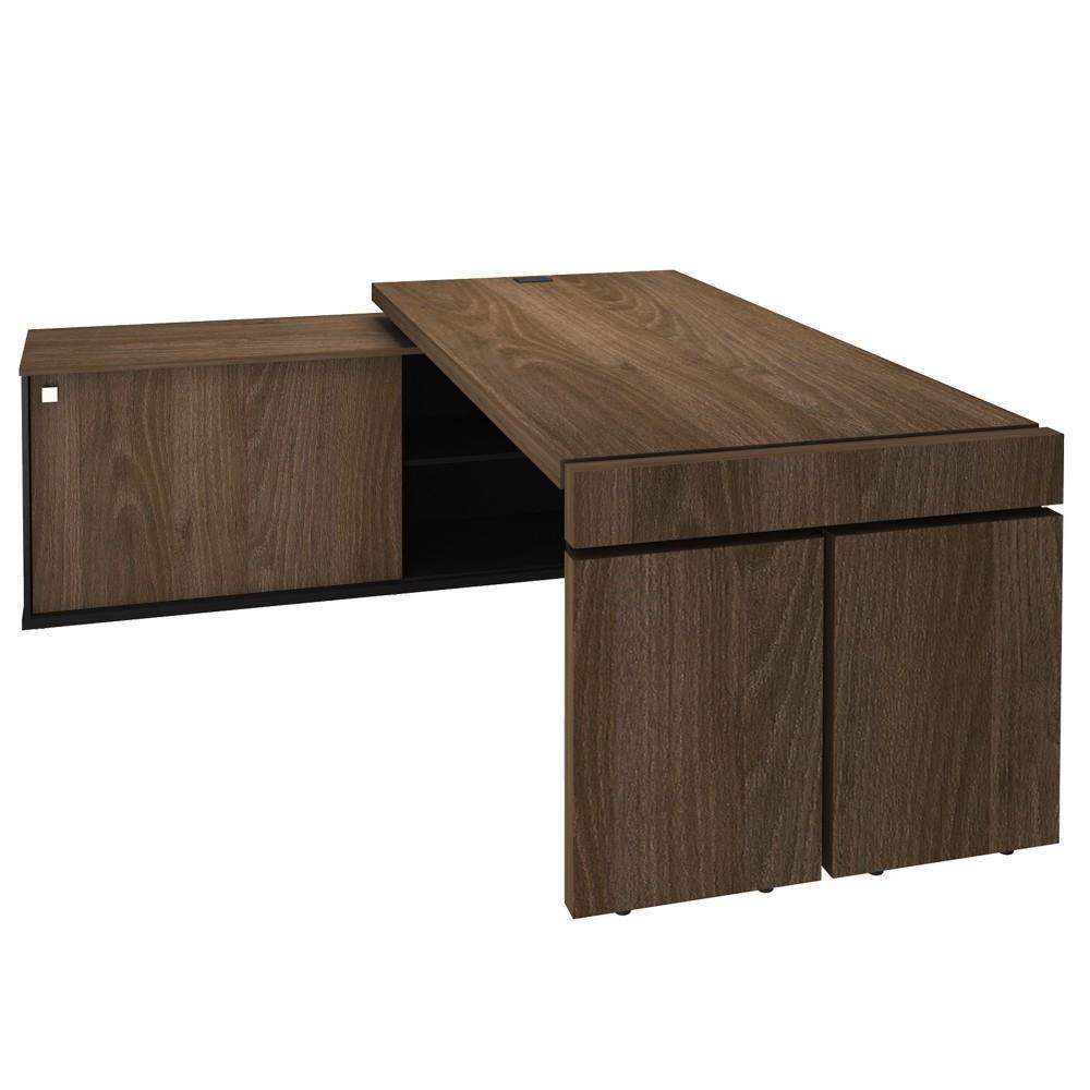 Mesa Diretor Em L Com Tomada Tamburato A06 Marrom-preto - Mpozenato - 8