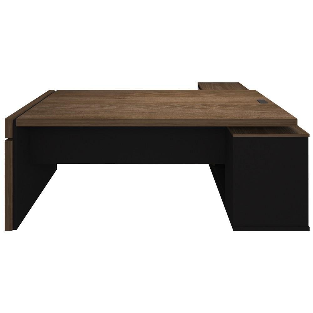 Mesa Diretor Em L Com Tomada Tamburato A06 Marrom-preto - Mpozenato - 9