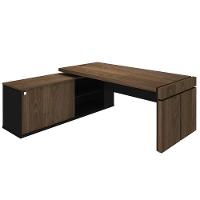 Mesa Diretor Em L Com Tomada Tamburato A06 Marrom-preto - Mpozenato - 1