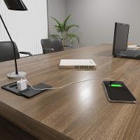 Mesa Diretor Em L Com Tomada Tamburato A06 Marrom-preto - Mpozenato - 3