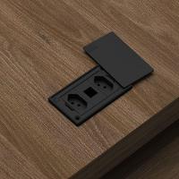 Mesa Diretor Em L Com Tomada Tamburato A06 Marrom-preto - Mpozenato - 5