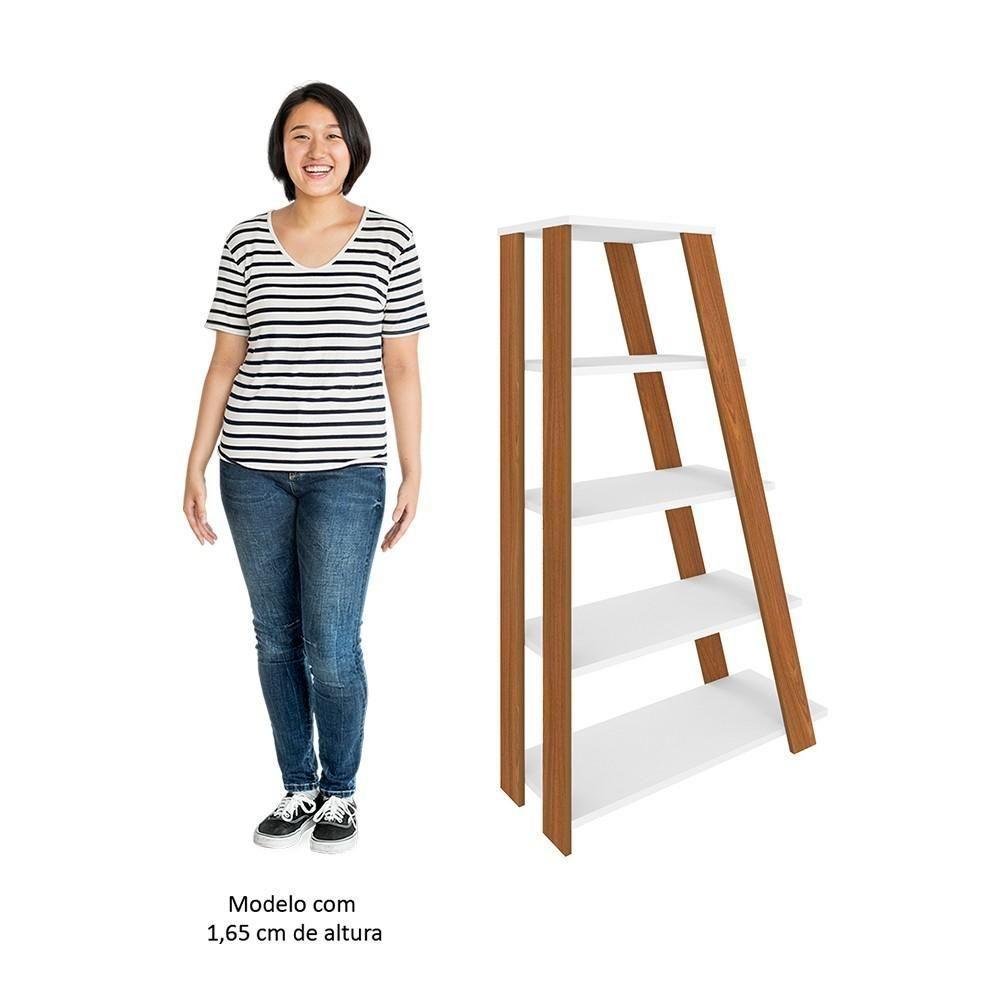 Mesa Escrivaninha Em L Eron E Estante Livreiro Stela A06 Branco-carvalho-freijó - Mpozenato - 7