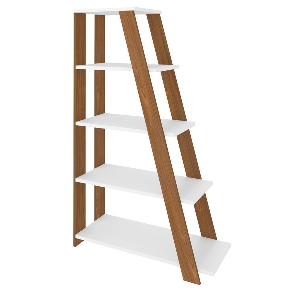 Mesa Escrivaninha Em L Eron E Estante Livreiro Stela A06 Branco-carvalho-freijó - Mpozenato - 9