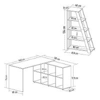 Mesa Escrivaninha Em L Eron E Estante Livreiro Stela A06 Branco-carvalho-freijó - Mpozenato