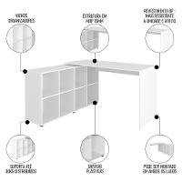 Mesa Escrivaninha Em L Eron E Estante Livreiro Maly A06 Branco - Mpozenato - 3
