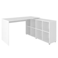 Mesa Escrivaninha Em L Eron E Estante Livreiro Maly A06 Branco - Mpozenato - 10