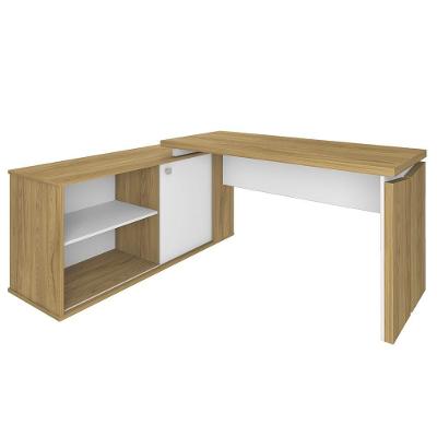 Mesa Escrivaninha em l Sharp A06 Moderno MDF 168cm Branco para Home Office