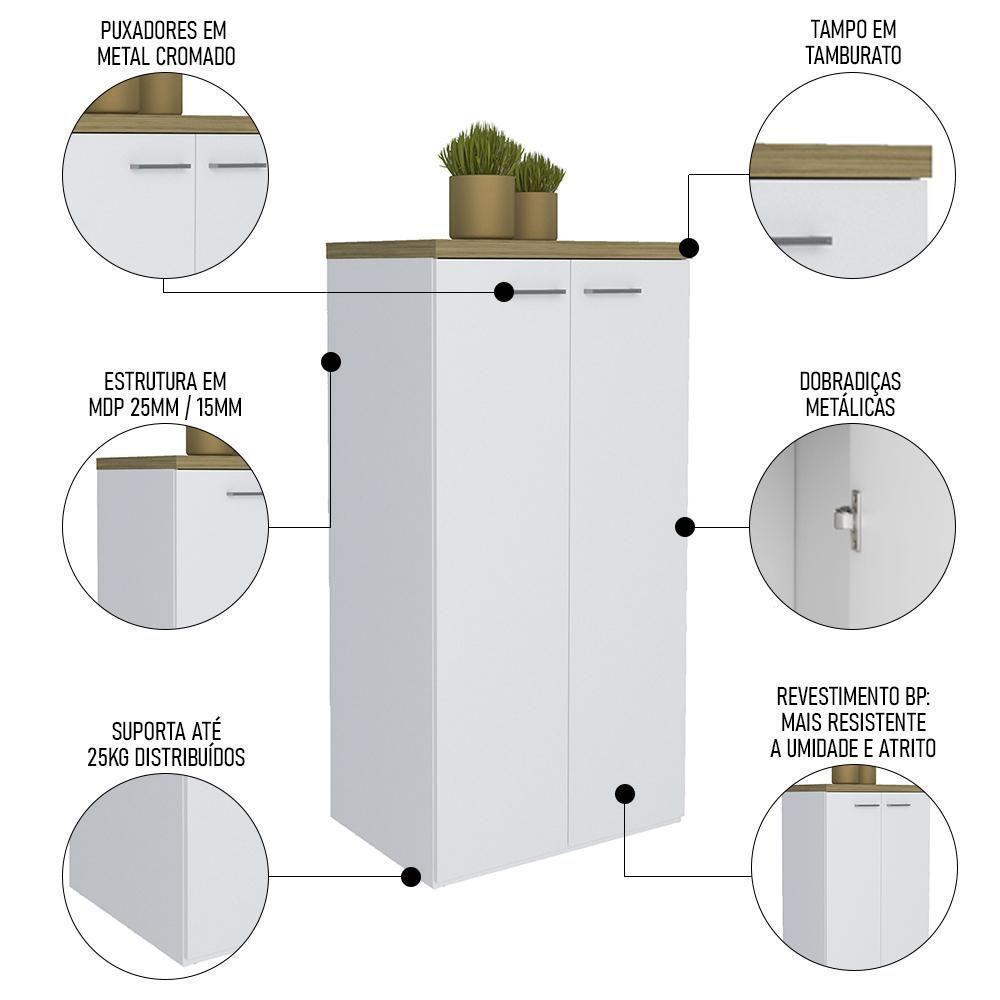 Mesa Escrivaninha Em L Golden E Armário Alto 2 Portas Tok A06 Olmo-branco - Mpozenato - 5