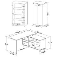 Mesa Escrivaninha Em L Golden E Armário Alto 2 Portas Tok A06 Olmo-branco - Mpozenato