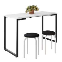 Mesa De Cozinha Bistrô Porto Branco 120cm Com 2 Banquetas Industriais Maviê Preto-branco - Mpozenato - 1
