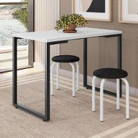 Mesa De Cozinha Bistrô Porto Branco 120cm Com 2 Banquetas Industriais Maviê Preto-branco - Mpozenato - 2