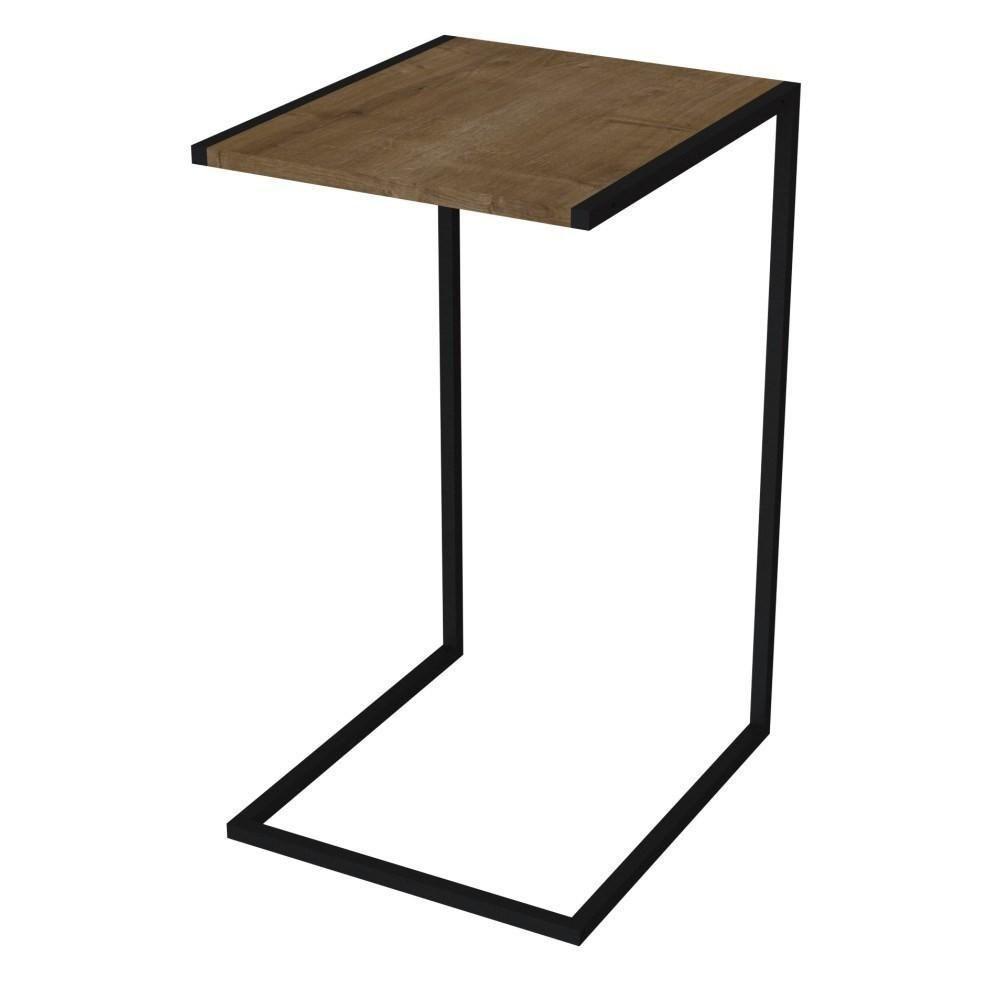 Mesa De Apoio Lateral Steel Quadra 27820 Vermont Base Preta - Artesano - 1