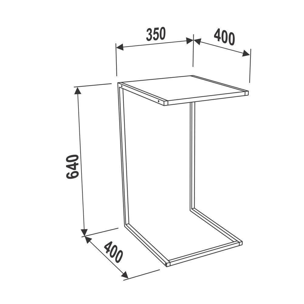 Mesa De Apoio Lateral Steel Quadra 27820 Vermont Base Preta - Artesano - 3