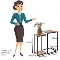 Mesa De Centro Espelhada E 2 Mesas Laterais Pés Metálicos Estilo Industrial Loft D09 Demolição-preto - Mpozenato - 5