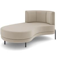 Chaise Longue Divã 164cm Braço Direito Logus D06 Veludo Bege - Mpozenato - 1