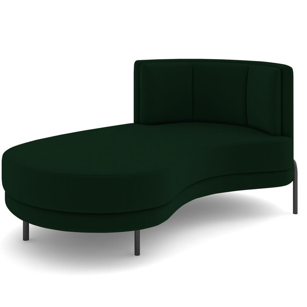 Chaise Longue Divã 164cm Braço Direito Logus D06 Veludo Verde - Mpozenato - 1
