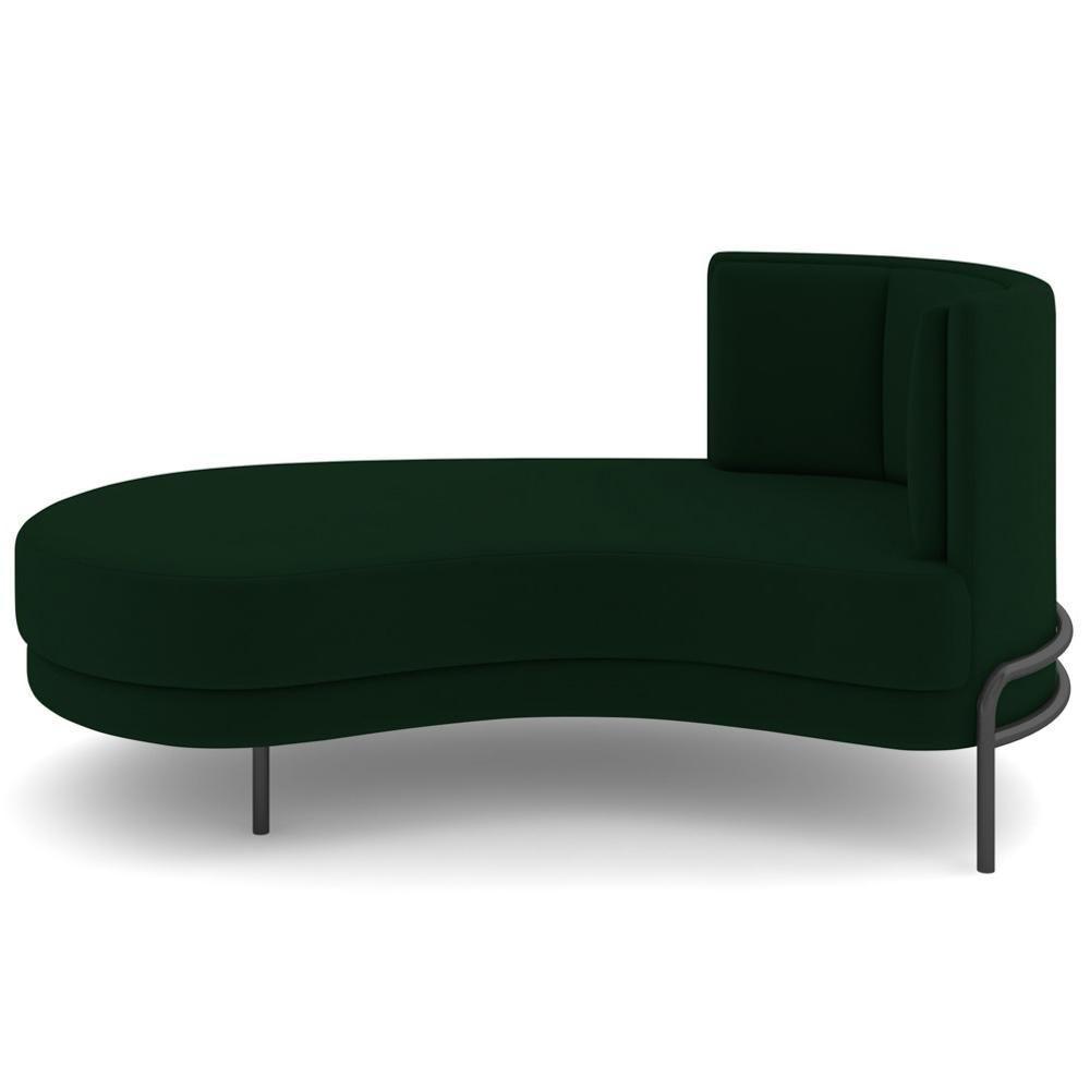 Chaise Longue Divã 164cm Braço Direito Logus D06 Veludo Verde - Mpozenato - 7