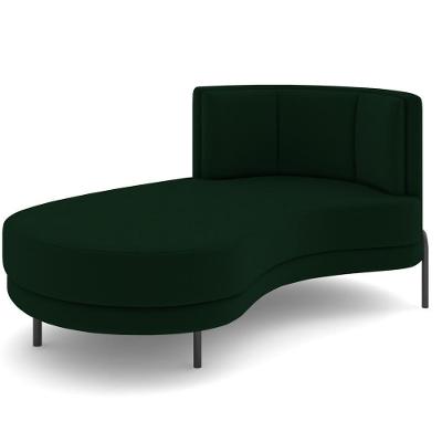 Chaise Longue Divã 164cm Braço Direito Logus D06 Veludo Verde - Mpozenato