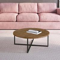 Mesa De Centro Redonda Baixa Volpi 27856 Vermont Base Preta - Artesano - 2