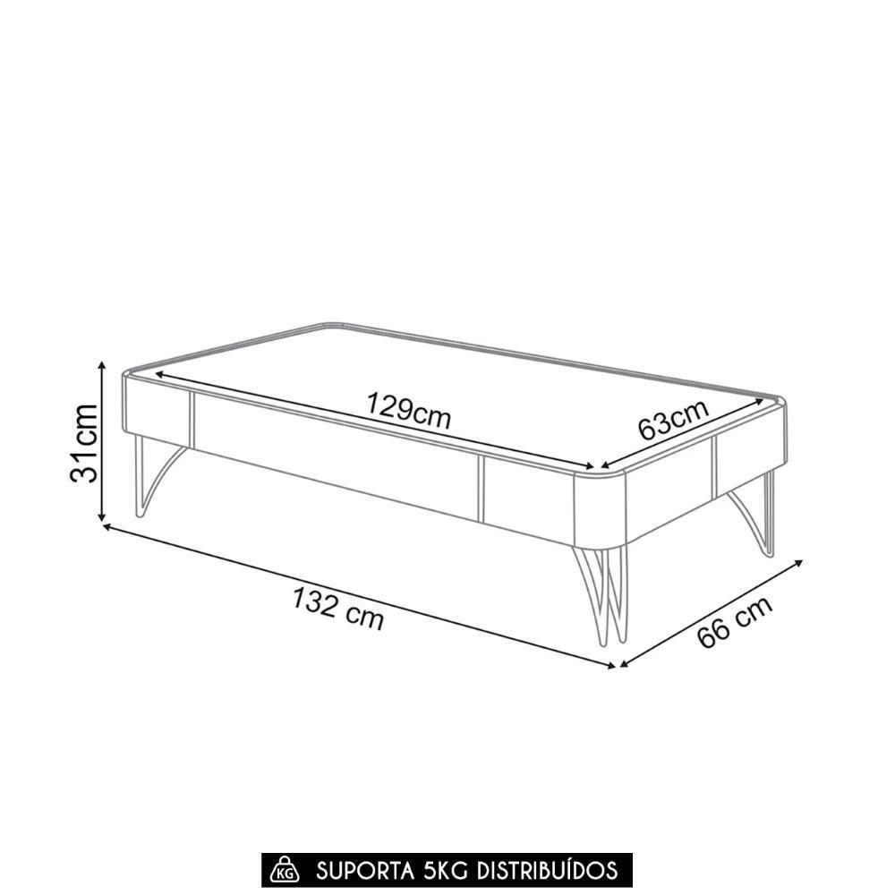 Mesa De Centro Para Sala Pés De Aço Alane H01 Pistache-castanho - Mpozenato - 4