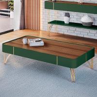 Mesa De Centro Para Sala Pés De Aço Alane H01 Pistache-castanho - Mpozenato - 2