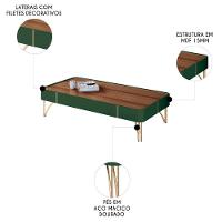 Mesa De Centro Para Sala Pés De Aço Alane H01 Pistache-castanho - Mpozenato - 3