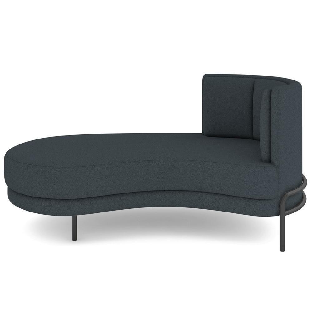 Chaise Longue Divã 164cm Braço Direito Logus D06 Bouclê Chumbo - Mpozenato - 7