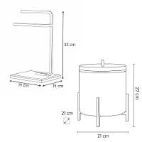 Lixeira E Porta Toalha Glam Com Base De Madeira D09 Preto - Mpozenato