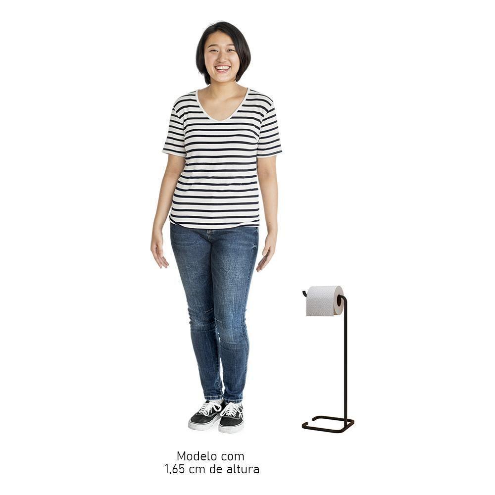 Lixeira E Porta Papel Higiênico De Chão Luxe Em Aço D09 Preto - Mpozenato - 7