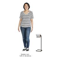 Lixeira E Porta Papel Higiênico De Chão Luxe Em Aço D09 Preto - Mpozenato - 7